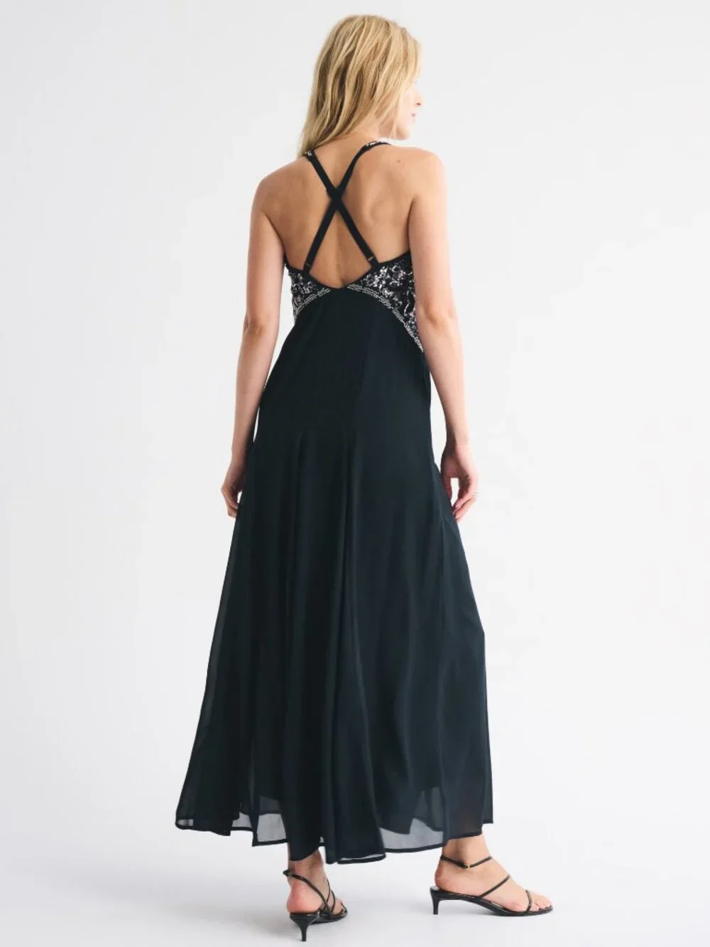 Abercrombie Beaded Plunge Maxi Dress - XL Tall